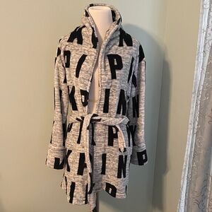 PINK Victoria's Secret Black and Gray Robe
